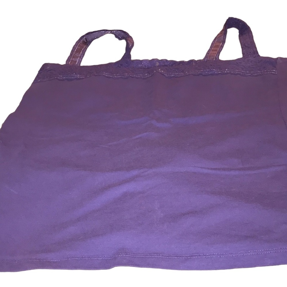 Avenue size 14 purple XL cotton camisole grosgrain ribbon straps lace trim